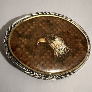 Vintage SSI Diamondback Rattler Hand Crafted USA Belt Buckle Gold Eagle